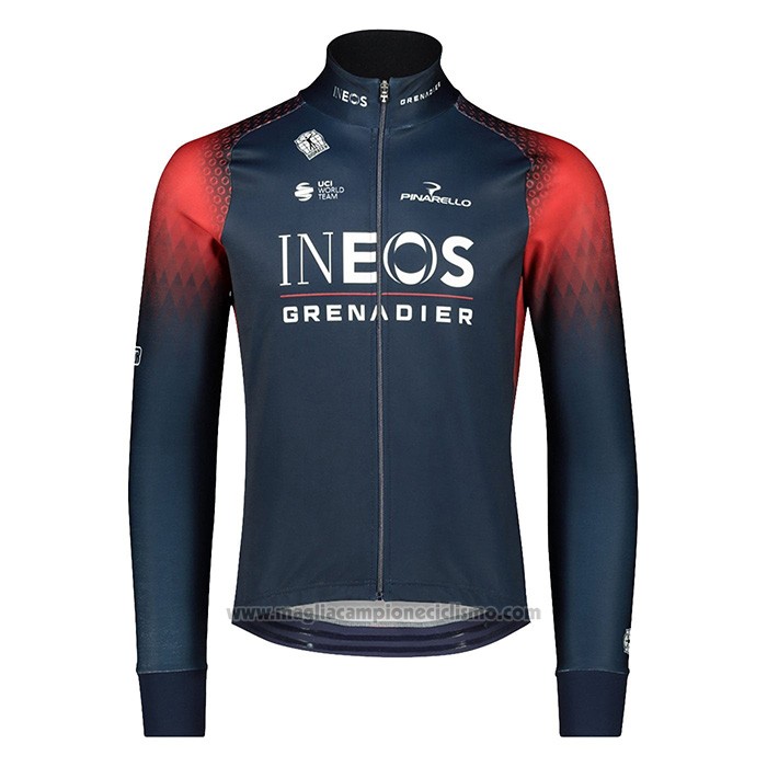 2022 Abbigliamento Ciclismo Ineos Grenadiers Spento Blu Manica Lunga e Salopette
